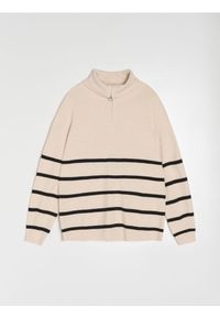Sinsay - Sweter w paski - beżowy. Kolor: beżowy. Wzór: paski