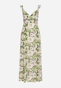 Born2be - Zielona Rozkloszowana Sukienka z Wiskozy w Kwiatowym Wzór Redeelle. Okazja: na co dzień. Kolor: zielony. Materiał: wiskoza. Wzór: kwiaty. Typ sukienki: rozkloszowane. Styl: casual, elegancki #7