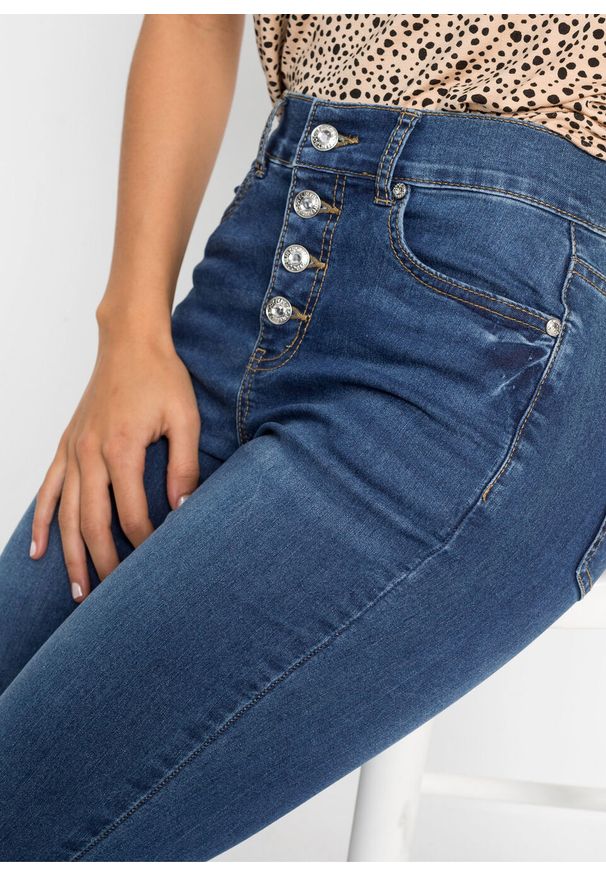 Dżinsy ze stretchem bonprix niebieski denim. Kolor: niebieski