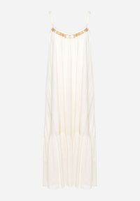 Born2be - Beżowa Wiskozowa Sukienka z Ramiączkami Zdobiona Cekinami i Metaliczną Nitką Comalara. Okazja: na co dzień, na imprezę. Typ kołnierza: dekolt w serek. Kolor: beżowy. Materiał: wiskoza. Długość rękawa: na ramiączkach. Wzór: aplikacja. Styl: casual #6