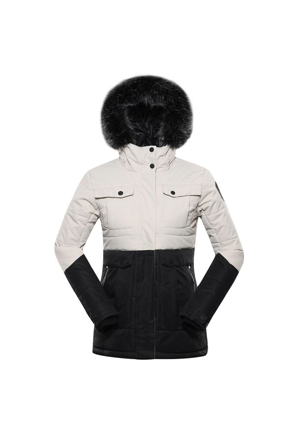 ALPINE PRO - Kurtka uniwersalna damska Alpine Pro LJCB592128. Typ kołnierza: kaptur. Kolor: wielokolorowy, szary, czarny. Materiał: syntetyk. Sport: turystyka piesza