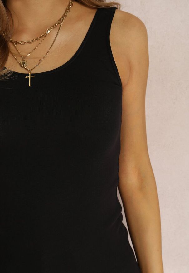 Renee - Czarny Top Bawełniany Ianmaer. Kolor: czarny. Materiał: bawełna. Długość rękawa: na ramiączkach. Sezon: jesień, lato, wiosna