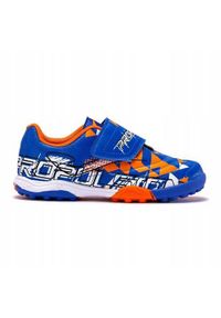 Buty piłkarskie dla dzieci Joma Jr Turfy Propulsion 2305 Tf. Zapięcie: sznurówki. Kolor: pomarańczowy, niebieski, wielokolorowy. Materiał: syntetyk, materiał. Szerokość cholewki: normalna. Sport: piłka nożna