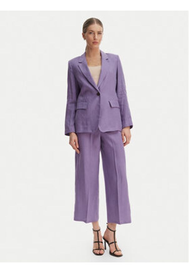 Marella Marynarka Vincita 2615041012 Fioletowy Regular Fit. Kolor: fioletowy. Materiał: len