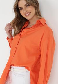 Born2be - Pomarańczowa Koszula Doriemara. Okazja: na co dzień, na spotkanie biznesowe, do pracy. Kolor: pomarańczowy. Materiał: jeans, materiał. Styl: klasyczny, biznesowy, casual, elegancki #4