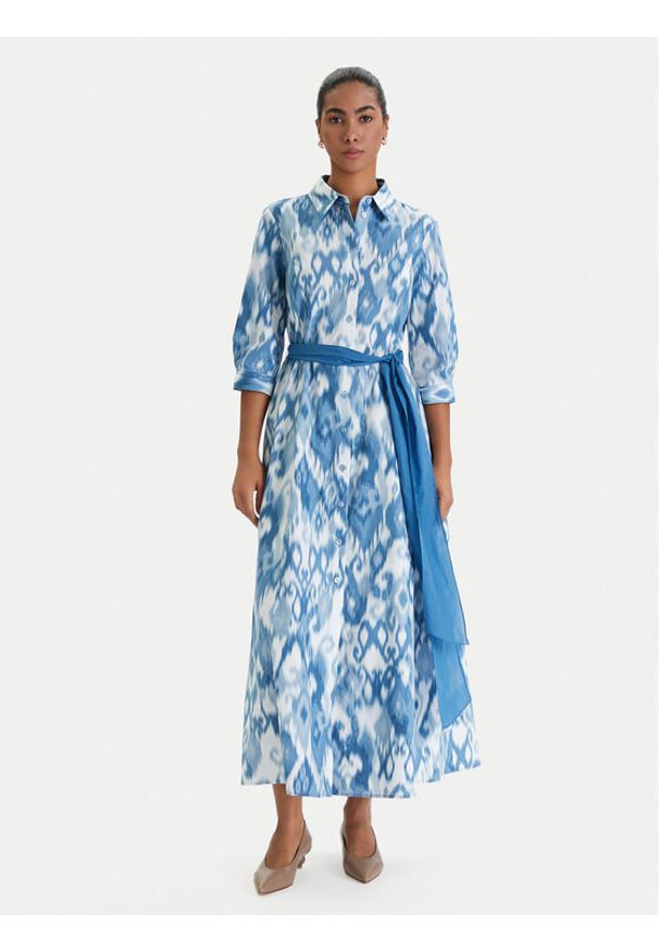 Luisa Spagnoli Sukienka koszulowa Palato 542965 Niebieski Regular Fit. Kolor: niebieski. Materiał: bawełna. Typ sukienki: koszulowe