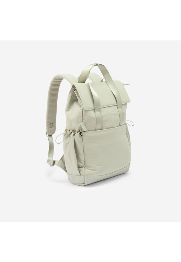 Decathlon - Plecak z kieszenią na laptopa 10 L. Kolor: zielony. Materiał: materiał, poliamid. Wzór: paski