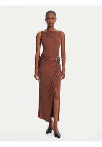 STAUD Sukienka koktajlowa Talia R25R2137VJ Brązowy Slim Fit. Kolor: brązowy. Materiał: wiskoza. Styl: wizytowy