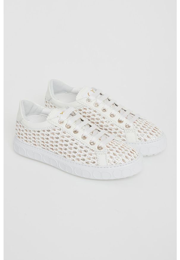 Sneakersy damskie skórzane CESARE CASADEI. Materiał: skóra