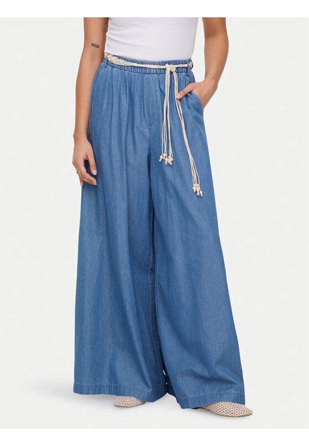 only - ONLY Spodnie materiałowe Bea Hw 15375507 Niebieski Wide Leg. Kolor: niebieski. Materiał: bawełna