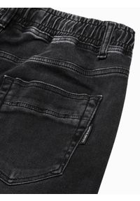 Ombre Clothing - Spodnie męskie joggery P1057 - czarne - XL. Kolor: czarny. Materiał: jeans, bawełna, elastan. Styl: klasyczny #5