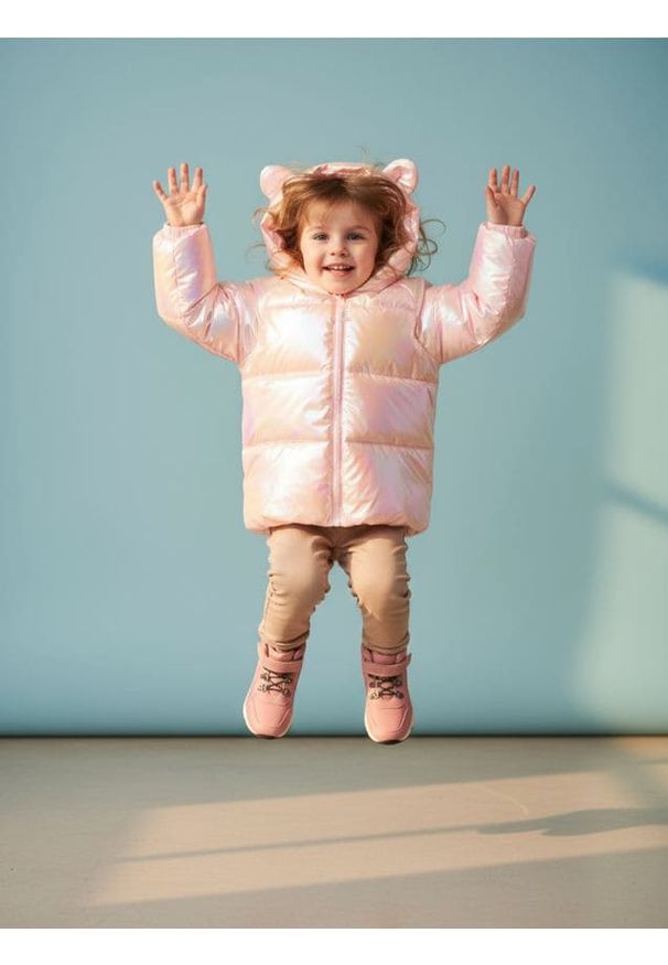 Sinsay - Kurtka z kapturem wykończona efektem holograficznym - różowy. Typ kołnierza: kaptur. Kolor: różowy