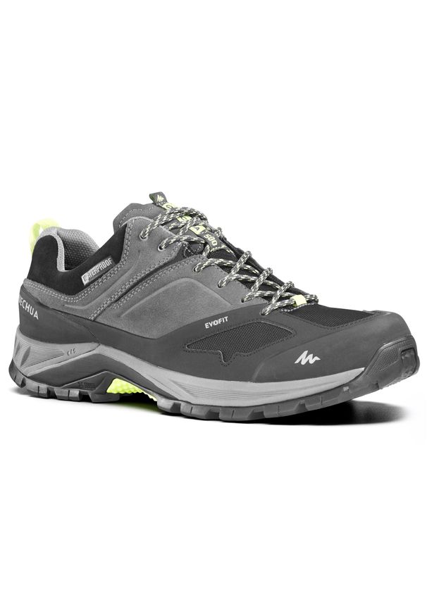 quechua - Buty turystyczne męskie Quechua MH500 wodoodporne. Kolor: wielokolorowy, zielony, szary. Materiał: skóra, kauczuk. Szerokość cholewki: normalna