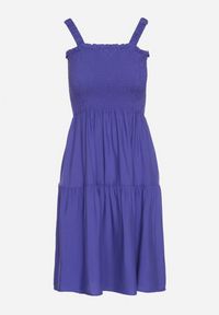 Born2be - Niebieska Rozkloszowana Sukienka na Ramiączkach z Wiskozy Miravelia. Okazja: na co dzień. Typ kołnierza: dekolt kwadratowy. Kolor: niebieski. Materiał: wiskoza. Długość rękawa: na ramiączkach. Typ sukienki: proste. Styl: casual #3