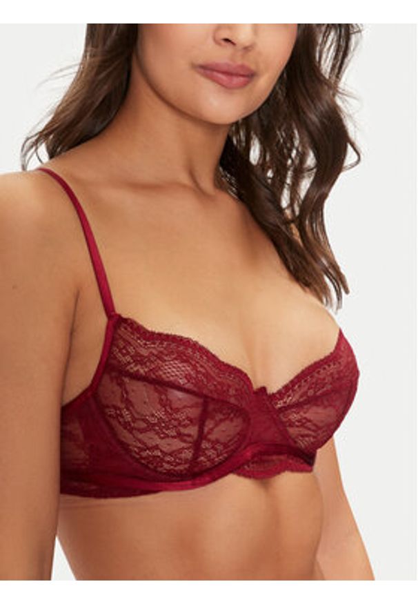 Hunkemöller Biustonosz z fiszbiną Isabelle 206364 Bordowy. Kolor: czerwony. Materiał: syntetyk