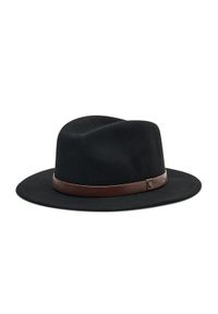 Brixton Kapelusz Messer Fedora 10763 Czarny. Kolor: czarny. Materiał: wełna, materiał