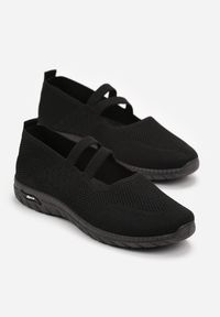 Born2be - Czarne Sportowe Balerinki z Elastycznymi Paskami Lyndani. Nosek buta: okrągły. Zapięcie: pasek. Kolor: czarny. Materiał: materiał. Sezon: lato, wiosna. Obcas: na obcasie. Styl: sportowy. Wysokość obcasa: niski #3