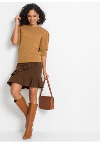 Spódnica mini w żakardowy wzór bonprix brązowy. Kolor: brązowy. Materiał: żakard #7