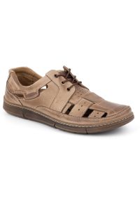KENT Buty męskie na lato ażurowe 600 brązowe. Okazja: na co dzień. Kolor: brązowy. Materiał: skóra. Wzór: ażurowy. Sezon: lato. Styl: sportowy, casual #6