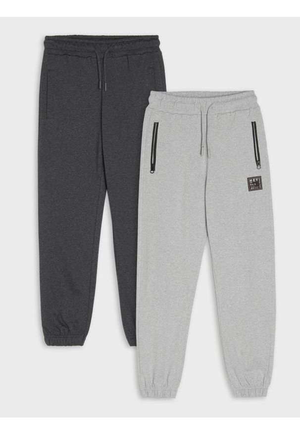 Sinsay - Spodnie dresowe 2 pack - szary. Kolor: szary. Materiał: dresówka