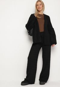 Born2be - Czarny Nietoperzowy Kardigan Bez Zapięć z Domieszką Wełny i Wiskozy Rallisa. Okazja: na co dzień. Kolor: czarny. Materiał: wełna, wiskoza. Wzór: gładki. Styl: casual #5