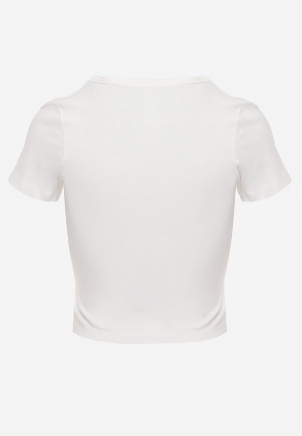 Renee - Biały Krótki T-shirt Basic z Okrągłym Dekoltem Gresalor. Okazja: na co dzień. Kolor: biały. Materiał: jeans, zamsz. Długość: krótkie. Styl: klasyczny, casual