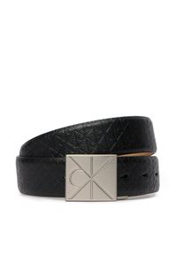 Calvin Klein Pasek Emblem Plaque W/ Aop 35Mm Adj LV04D7082G Czarny. Kolor: czarny. Materiał: skóra #1