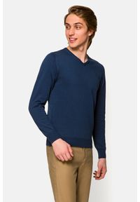 Lancerto - Sweter Jeans Bawełniany w Serek Robin. Typ kołnierza: dekolt w serek. Materiał: bawełna #1