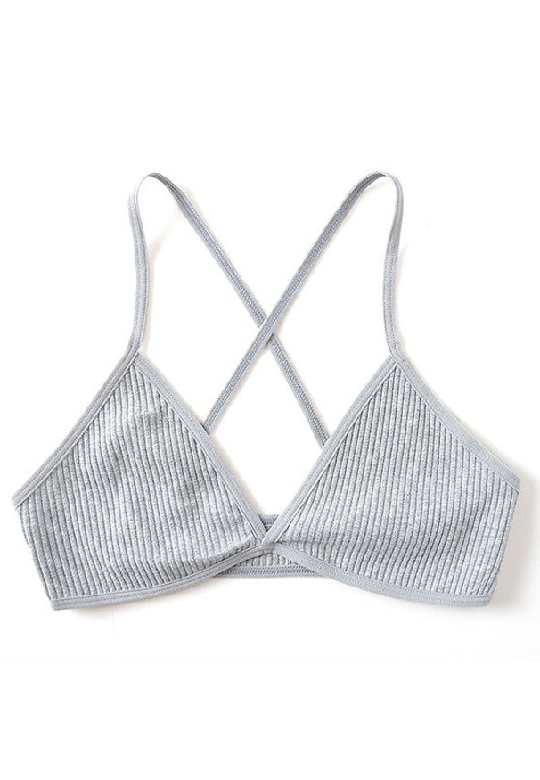 Intica - Prążkowany biustonosz bezszwowy na co dzień Jonelle. Kolor: szary. Materiał: prążkowany