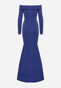 Born2be - Granatowa Dopasowana Sukienka Hiszpanka z Rozcięciem i Rozszerzanym Dołem Emilenne. Typ kołnierza: dekolt hiszpanka. Kolor: niebieski. Długość rękawa: długi rękaw. Typ sukienki: z odkrytymi ramionami. Styl: wizytowy #7