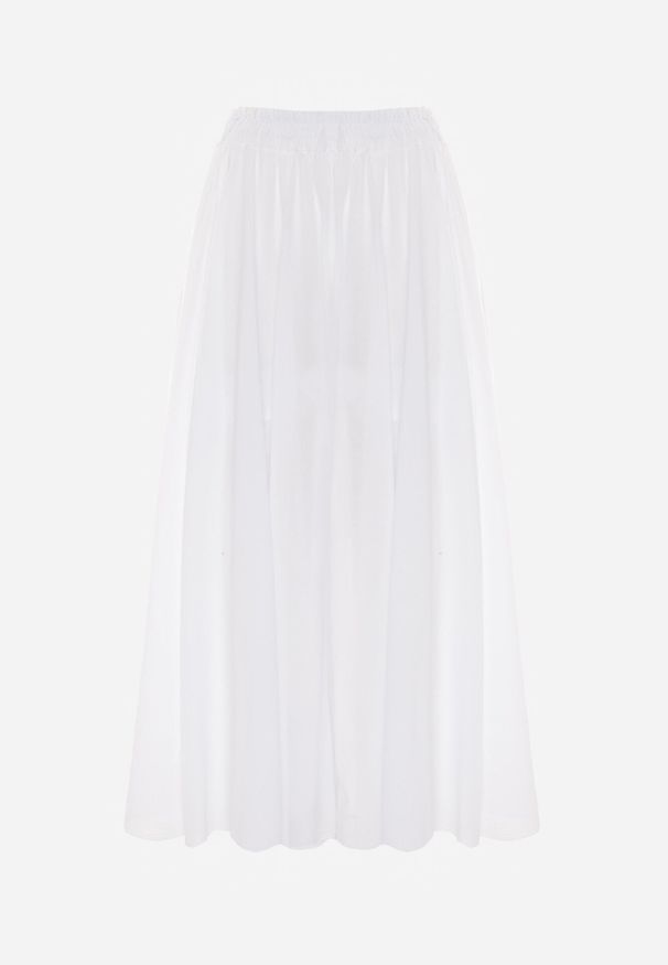 Born2be - Biała Spódnica Bawełniana o Rozkloszowanym Kroju z Kieszeniami Nephise. Okazja: do pracy, na co dzień, na spacer. Kolor: biały. Materiał: bawełna. Długość: długie. Styl: elegancki, casual