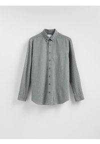 Reserved - Bawełniana koszula regular fit - ciemnozielony. Kolor: zielony. Materiał: bawełna #1