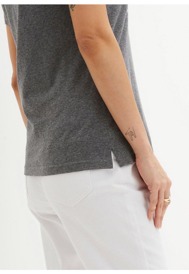 bonprix - T-shirt. Kolor: szary. Wzór: nadruk, kwiaty