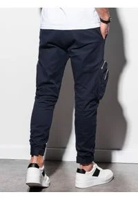 Ombre Clothing - Spodnie męskie joggery - granatowe P996 - M. Kolor: niebieski. Materiał: bawełna, elastan #3