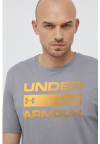 Under Armour t-shirt męski kolor szary. Kolor: szary. Materiał: dzianina. Wzór: nadruk