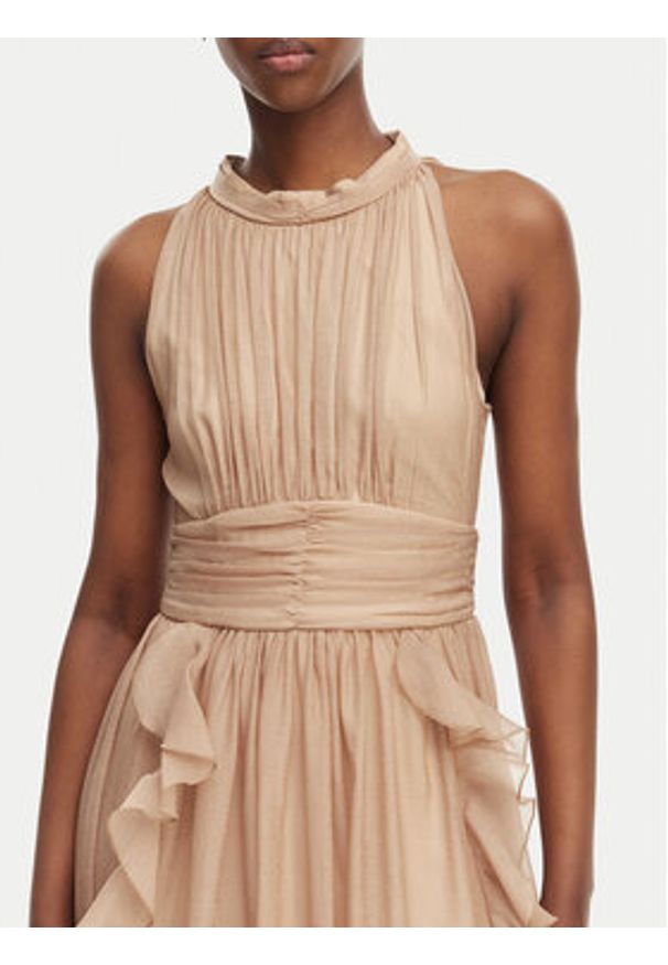 Morgan Sukienka koktajlowa 261-RFLAM Beżowy Regular Fit. Kolor: beżowy. Materiał: syntetyk. Styl: wizytowy