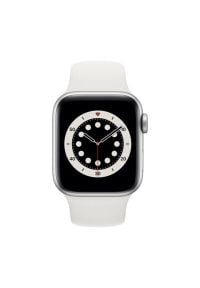 APPLE Watch 6 Cellular 44mm (Srebrny z opaską sportową w kolorze białym). Rodzaj zegarka: smartwatch. Kolor: srebrny, wielokolorowy, biały. Materiał: poliester, nylon, guma, materiał. Styl: sportowy #2