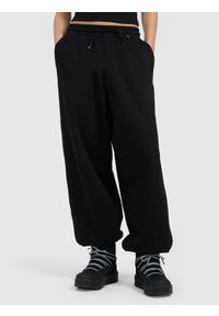 4f - 4F Spodnie dresowe joggery damskie - czarne M. Kolor: czarny. Materiał: dresówka. Sport: turystyka piesza #2