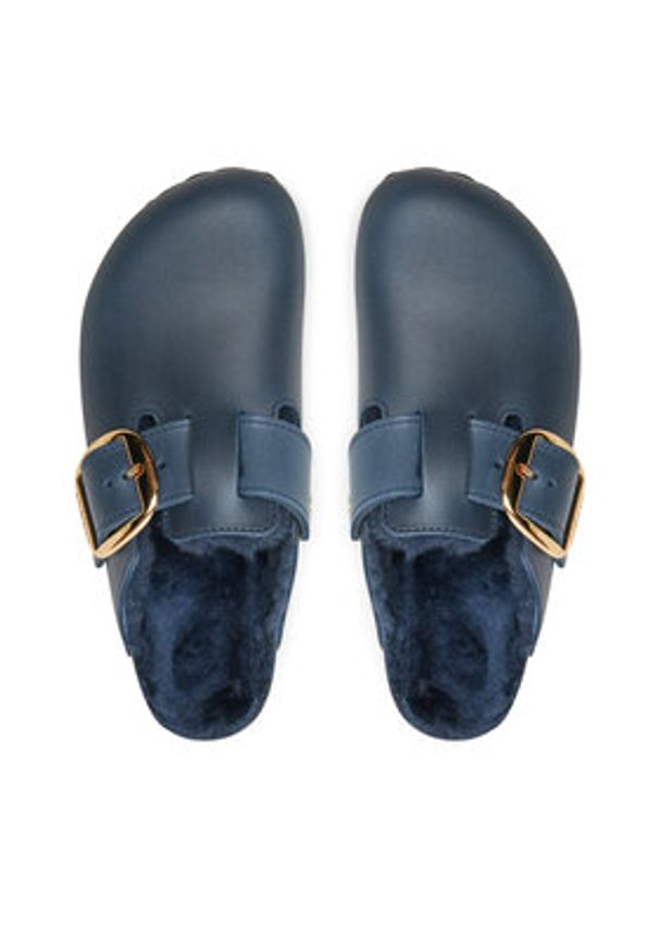 Birkenstock Klapki Boston Bb Shearling Leoi 1028014 Granatowy. Kolor: niebieski. Materiał: skóra