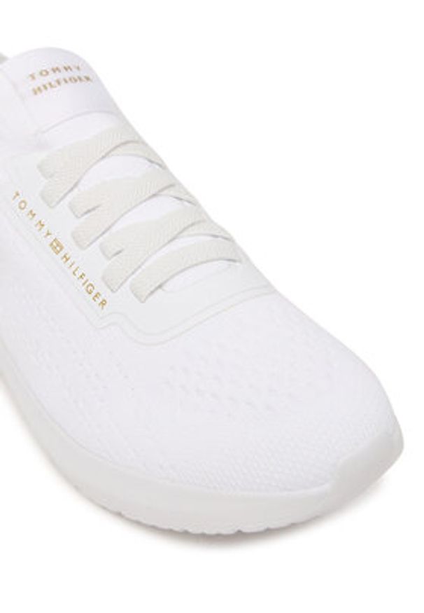 TOMMY HILFIGER - Tommy Hilfiger Sneakersy Knit Extralight Runner FW0FW09112 Biały. Kolor: biały. Materiał: materiał