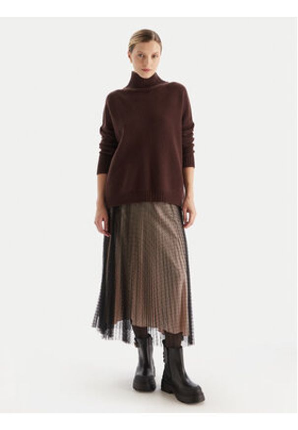 TwinSet - TWINSET Spódnica midi 252TT2023 Czarny Regular Fit. Kolor: czarny. Materiał: syntetyk