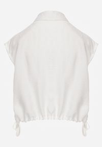 Renee - Biała Boho Koszula z Wiskozy Bez Rękawów ze Ściągaczem w Talii Assabel. Okazja: na co dzień. Kolor: biały. Materiał: wiskoza. Długość rękawa: bez rękawów. Wzór: gładki. Sezon: lato. Styl: boho #7