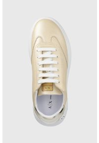 Armani Exchange sneakersy skórzane XDX042.XV412.00194 kolor złoty. Nosek buta: okrągły. Zapięcie: sznurówki. Kolor: złoty. Materiał: skóra. Obcas: na platformie #3