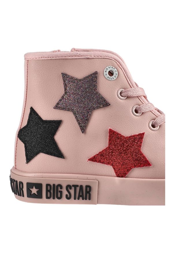 Big-Star - Różowe Sneakersy Big Star Dziecięce Modne Buty. Kolor: różowy. Materiał: materiał, skóra ekologiczna. Szerokość cholewki: normalna. Wzór: aplikacja