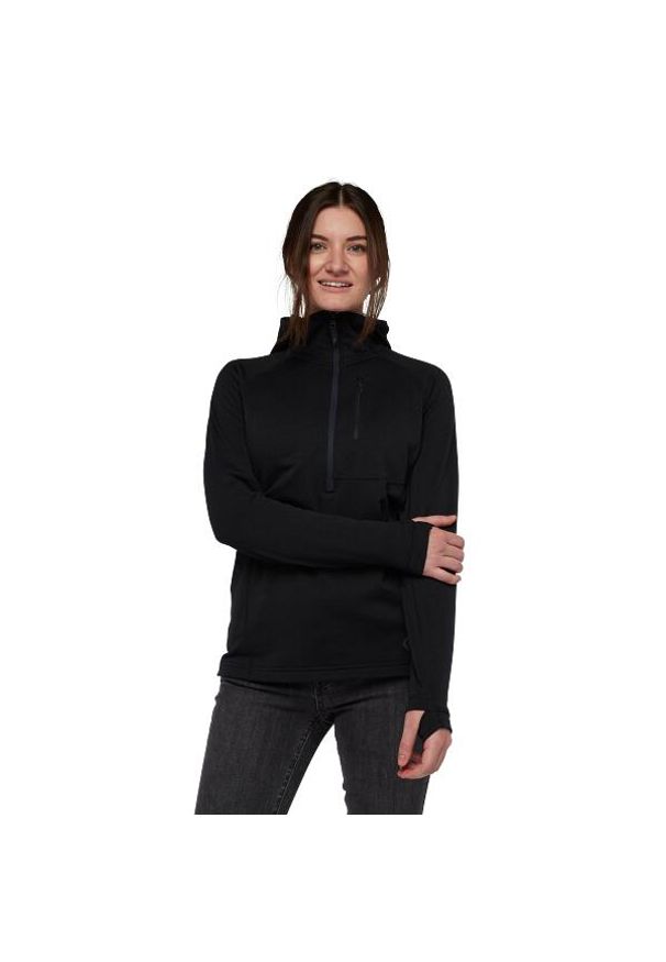 Bluza trekkingowa z kapturem damska Black Diamond Coefficient Qz Hoody. Typ kołnierza: kaptur. Kolor: czarny