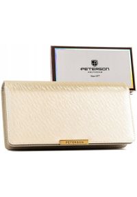 Peterson - Portfel damski ze skóry ekologicznej w kolorze ecru zamykany na zatrzask i suwak PPTN 005-NF8 eterson. Materiał: skóra ekologiczna #1
