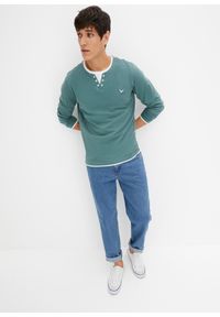 bonprix - Bluzka z długim rękawem 2 w 1 (2 szt.). Kolor: niebieski. Długość rękawa: długi rękaw. Długość: długie. Wzór: haft #3