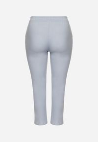 Born2be - Niebieskie Spodnie z Lnem i Elastyczną Gumką w Pasie Nativena. Okazja: na co dzień. Kolekcja: plus size. Kolor: niebieski. Materiał: len. Styl: casual