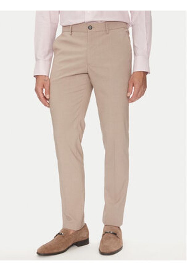 Lindbergh Garnitur 30-61040 Beżowy Slim Fit. Kolor: beżowy. Materiał: syntetyk