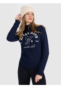 4f - 4F Golf z wełną damski - granatowy M. Okazja: na co dzień. Typ kołnierza: golf. Kolor: niebieski. Materiał: wełna. Sezon: zima. Styl: casual #1